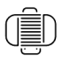 Simple icon of a suitcase with a handle and a combination lock.
