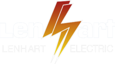 Lenhart Electric logo featuring stylized lightning bolt and bold text.