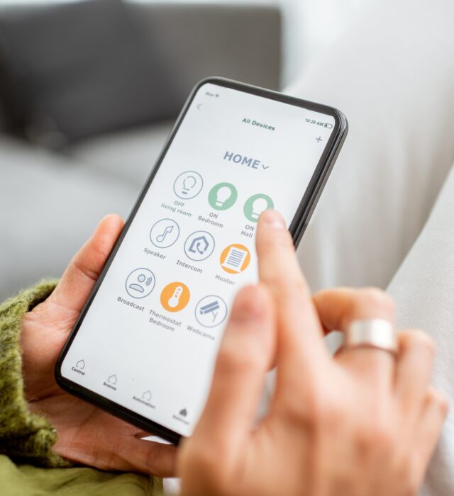 Smart home automation controlled via smart phone app.