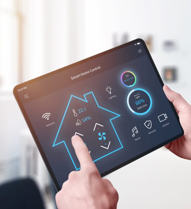 Smart home automation control through tablet.