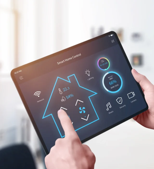 Smart home automation control through tablet.